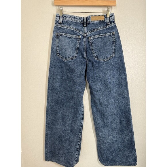 Cotton: On Petite Wide Leg Acid Wash Jeans Size 6 Med Wash Denim Crop 80's EUC - Picture 6 of 11
